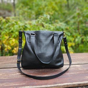 Fossil Black Leather Crossbody Shoulder Bag Pre owned